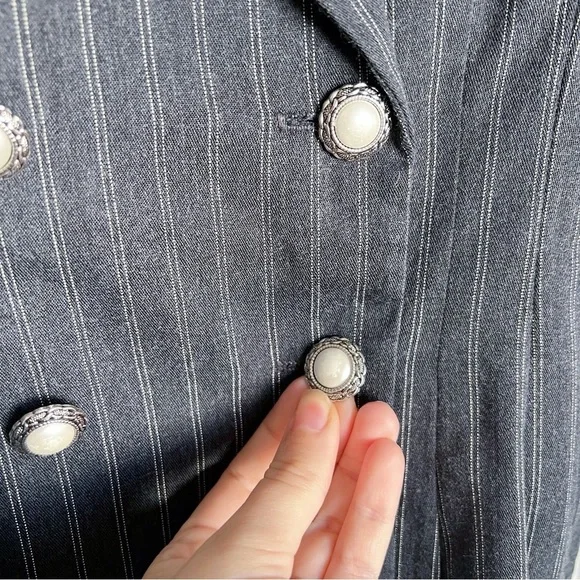 vintage • 1990s blazer mini dress double breasted grey pinstripe Zendaya - Picture 6 of 8